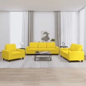 3-piece sofa set light yellow fabric by , Sofas - Ref: Foro24-3201871, Price: 733,21 €, Discount: %