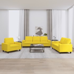 Juego de sofás 3 piezas tela amarillo claro