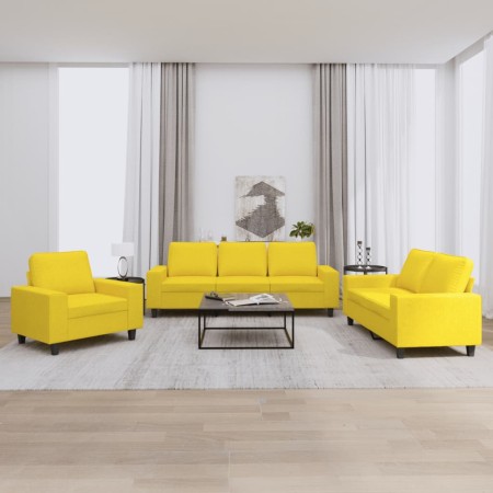 3-piece sofa set light yellow fabric by , Sofas - Ref: Foro24-3201871, Price: 745,17 €, Discount: %
