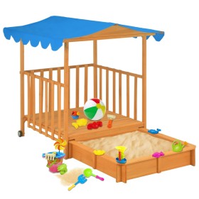 Children's playhouse with blue fir wood sandbox UV50 by vidaXL, sandboxes - Ref: Foro24-91795, Price: 184,77 €, Discount: %