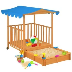 Children's playhouse with blue fir wood sandbox UV50 by vidaXL, sandboxes - Ref: Foro24-91795, Price: 206,06 €, Discount: %