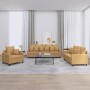 Brown velvet 3-piece sofa set with cushions by , Sofas - Ref: Foro24-3201687, Price: 583,74 €, Discount: %