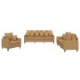 Brown velvet 3-piece sofa set with cushions by , Sofas - Ref: Foro24-3201687, Price: 583,74 €, Discount: %