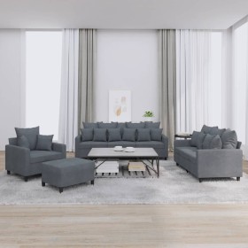 4-teilige Sofagarnitur aus dunkelgrauem Samt mit Kissen von , Sofas - Ref: Foro24-3201691, Preis: 667,77 €, Rabatt: %