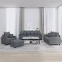 Dark gray velvet 4-piece sofa set with cushions by , Sofas - Ref: Foro24-3201691, Price: 668,38 €, Discount: %