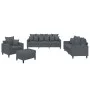 Dark gray velvet 4-piece sofa set with cushions by , Sofas - Ref: Foro24-3201691, Price: 668,38 €, Discount: %
