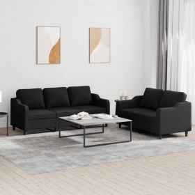 Sofa set with cushions 2 pieces black fabric by , Sofas - Ref: Foro24-3201838, Price: 469,08 €, Discount: %