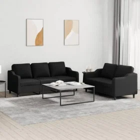 Sofa set with cushions 2 pieces black fabric by , Sofas - Ref: Foro24-3201838, Price: 487,13 €, Discount: %