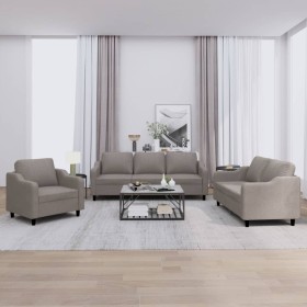 Juego de sofás con cojines 3 piezas tela gris taupe de , Sofás - Ref: Foro24-3201777, Precio: 608,46 €, Descuento: %
