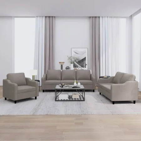 Sofa set with cushions 3 pieces taupe gray fabric by , Sofas - Ref: Foro24-3201777, Price: 619,51 €, Discount: %