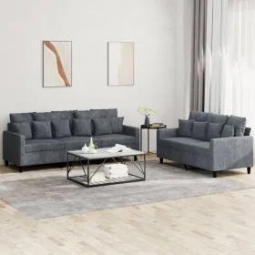 Zweiteilige Sofagarnitur aus dunkelgrauem Samt mit Kissen von , Sofas - Ref: Foro24-3201721, Preis: 472,92 €, Rabatt: %