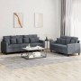Dark gray velvet 2-piece sofa set with cushions by , Sofas - Ref: Foro24-3201721, Price: 463,65 €, Discount: %