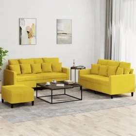 Yellow velvet 3-piece sofa set with cushions by , Sofas - Ref: Foro24-3201716, Price: 434,23 €, Discount: %