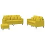 Yellow velvet 3-piece sofa set with cushions by , Sofas - Ref: Foro24-3201716, Price: 437,11 €, Discount: %