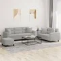 Sofa set with cushions 3 pieces light gray microfiber fabric by , Sofas - Ref: Foro24-3202357, Price: 656,43 €, Discount: %