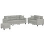 Sofa set with cushions 3 pieces light gray microfiber fabric by , Sofas - Ref: Foro24-3202357, Price: 667,97 €, Discount: %