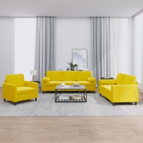 Yellow velvet 3-piece sofa set with cushions by , Sofas - Ref: Foro24-3201960, Price: 703,94 €, Discount: %