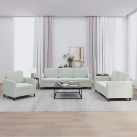 Light gray velvet 3-piece sofa set by , Sofas - Ref: Foro24-3201934, Price: 562,17 €, Discount: %
