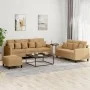 Brown velvet 3-piece sofa set with cushions by , Sofas - Ref: Foro24-3201737, Price: 501,21 €, Discount: %