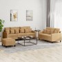 Dreiteilige Sofagarnitur aus braunem Samt mit Kissen von , Sofas - Ref: Foro24-3201737, Preis: 509,86 €, Rabatt: %