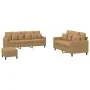 Brown velvet 3-piece sofa set with cushions by , Sofas - Ref: Foro24-3201737, Price: 501,21 €, Discount: %