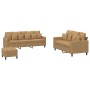 Dreiteilige Sofagarnitur aus braunem Samt mit Kissen von , Sofas - Ref: Foro24-3201737, Preis: 509,86 €, Rabatt: %