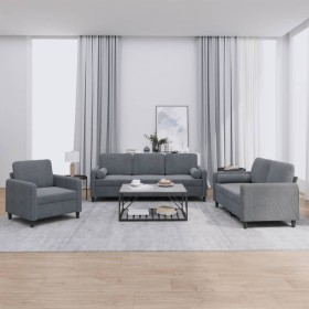 Dark gray velvet 3-piece sofa set with cushions by , Sofas - Ref: Foro24-3201955, Price: 629,39 €, Discount: %
