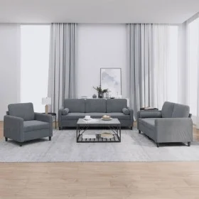 Dark gray velvet 3-piece sofa set with cushions by , Sofas - Ref: Foro24-3201955, Price: 630,46 €, Discount: %