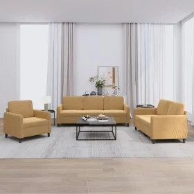 Brown velvet 3-piece sofa set by , Sofas - Ref: Foro24-3201941, Price: 612,30 €, Discount: %