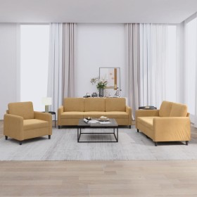 Dreiteilige Sofagarnitur aus braunem Samt von , Sofas - Ref: Foro24-3201941, Preis: 622,40 €, Rabatt: %