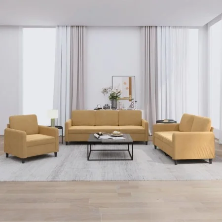 Brown velvet 3-piece sofa set by , Sofas - Ref: Foro24-3201941, Price: 612,30 €, Discount: %