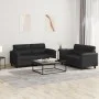 2-teilige Sofagarnitur aus schwarzem Kunstleder mit Kissen von , Sofas - Ref: Foro24-3202362, Preis: 446,43 €, Rabatt: %