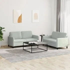 Light gray velvet 2-piece sofa set by , Sofas - Ref: Foro24-3201974, Price: 342,74 €, Discount: %