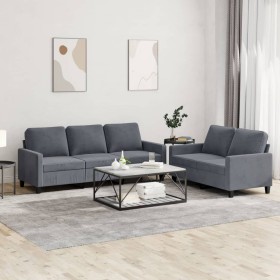 Dark gray velvet 2-piece sofa set with cushions by , Sofas - Ref: Foro24-3201517, Price: 477,48 €, Discount: %