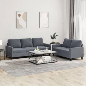 Dark gray velvet 2-piece sofa set with cushions by , Sofas - Ref: Foro24-3201517, Price: 497,39 €, Discount: %
