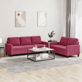 Sofa set with cushions 2 pieces red velvet by , Sofas - Ref: Foro24-3201520, Price: 430,14 €, Discount: %