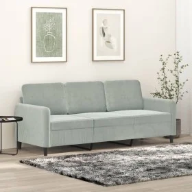 3-Sitzer-Sofa aus hellgrauem Samt, 180 cm von , Sofas - Ref: Foro24-359452, Preis: 258,83 €, Rabatt: %