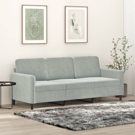 3-Sitzer-Sofa aus hellgrauem Samt, 180 cm von , Sofas - Ref: Foro24-359452, Preis: 242,29 €, Rabatt: %