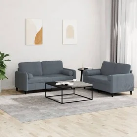 Dark gray velvet 2-piece sofa set with cushions by , Sofas - Ref: Foro24-3201995, Price: 412,28 €, Discount: %