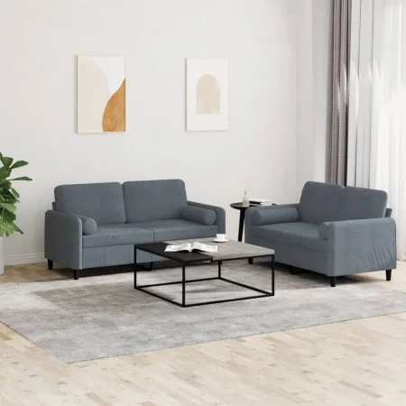 Juego de sofás con cojines 2 piezas terciopelo gris oscuro de , Sofás - Ref: Foro24-3201995, Precio: 412,65 €, Descuento: %