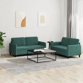 Dark green velvet 2-piece sofa set by , Sofas - Ref: Foro24-3201976, Price: 457,27 €, Discount: %