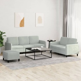 Light gray velvet 3-piece sofa set by , Sofas - Ref: Foro24-3202024, Price: 469,42 €, Discount: %