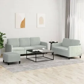 Light gray velvet 3-piece sofa set by , Sofas - Ref: Foro24-3202024, Price: 477,07 €, Discount: %