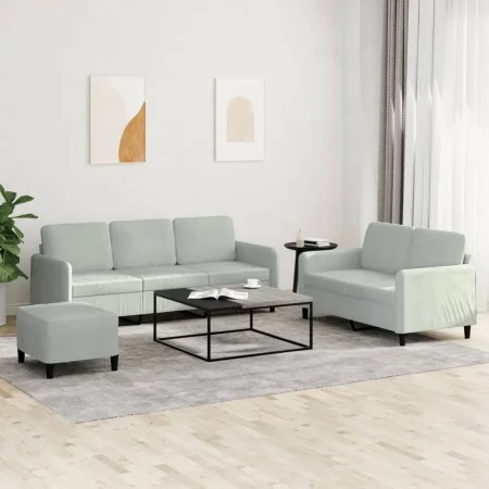 Dreiteilige Sofagarnitur aus hellgrauem Samt von , Sofas - Ref: Foro24-3202024, Preis: 477,07 €, Rabatt: %