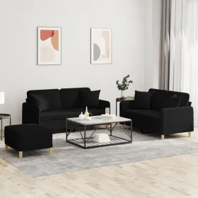 3-piece black fabric sofa set with cushions by , Sofas - Ref: Foro24-3202114, Price: 511,60 €, Discount: %