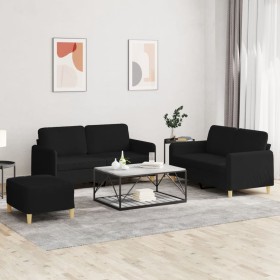 Sofagarnitur mit Kissen 3-teilig aus schwarzem Stoff von , Sofas - Ref: Foro24-3202098, Preis: 495,40 €, Rabatt: %