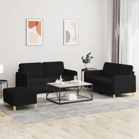 3-piece black fabric sofa set with cushions by , Sofas - Ref: Foro24-3202098, Price: 487,01 €, Discount: %