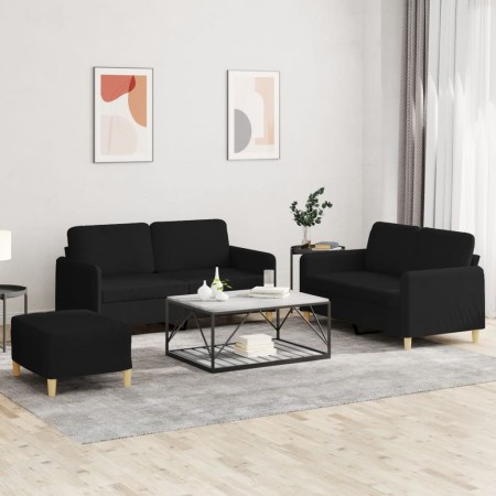Sofagarnitur mit Kissen 3-teilig aus schwarzem Stoff von , Sofas - Ref: Foro24-3202098, Preis: 495,40 €, Rabatt: %