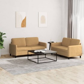 Zweiteilige Sofagarnitur aus braunem Samt von , Sofas - Ref: Foro24-3201981, Preis: 419,88 €, Rabatt: %