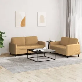 Zweiteilige Sofagarnitur aus braunem Samt von , Sofas - Ref: Foro24-3201981, Preis: 413,18 €, Rabatt: %